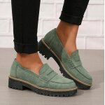 Chaussures mocassins compenses en daim pour femme - ecelen - style britannique rtro - dcontract et ...
