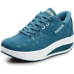 Chaussures de sport en cuir pour femme - fitness shake - semelle paisse minceur - bleu bleu