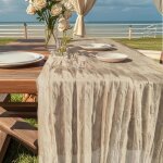 Chemin de table 90 x 400 cm chemin de table gaze de coton style boho chemin de table mousseline pour ...
