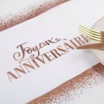 Chemin de table - nikcorp - anniversaire joyeux - 10 m x 28 cm - blanc et rose - r�utilisable