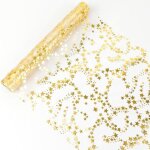 Chemin de table brillant motif etoil� ? dimensions : 500 x 28 cm (mod�le: chemdore)