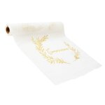 Chemin de table communion mousseline blanc et dor�