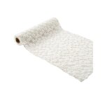 Chemin de table le daisy fleuri voile brod� blanc et or