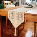 Chemin de table en macram� rectangulaire nappe �l�gante en maille creuse en dentelle au crochet pour ...