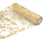 Chemin de table mtallique dor de 5 m nappe en feuille dor de 28 cm de largeur ruban demballage floral ...