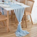 Chemin de table en mousseline de soie - d�coration de table pour anniversaire bleu tiffany / bleu azur ...