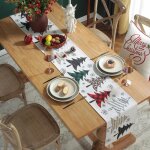 Chemin de table de noël en polyester coton anneflypour décoration table à manger maison cuisine fête ... Chemin de table de noël en polyester coton anneflypour décoration table à manger maison cuisine fête ...