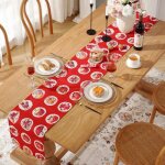 Chemin de table de noël en polyester coton anneflypour décoration table à manger maison cuisine fête ... Chemin de table de noël en polyester coton anneflypour décoration table à manger maison cuisine fête ...