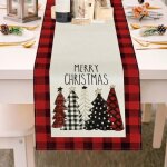 Chemin de table nol rouge arbre de nol en lin chemins de table de nol moderne 180 cm x 34 cm de long ...