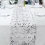 Chemin de table paillet argent - nappe de table nappe de fte filet brillant dcoration en feuille ...