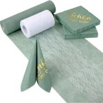 Chemin de table et serviettes vertes eucalyptus avec lettres set de d�coration de table mariage et anniversair ...