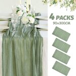 Chemin de table vert sauge 4 pcs 90 x 300cm chemin de table mariage cheesecloth tablerunner chemin de ...