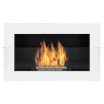 Chemin�e bio - �thanol 65cm blanc murale suspendue verre