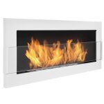 Chemine bio thanol blanche de 90 cm avec vitre. cheminee bioethanol murale.