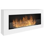 Cheminée bio ethanol box blanche 90cm. cheminee bioethanol avec vitre murale Cheminée bio ethanol box blanche 90cm. cheminee bioethanol avec vitre murale