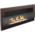 Chemine bio thanol marron de 90 cm avec verre. cheminee bioethanol murale.