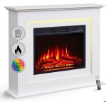 Chemine lectrique - blanc - foyer 3d - 2000w - tlcommande - clairage led 13 couleurs