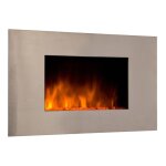 Cheminee electrique murale design inox 90 cm effet flammes led chauffage 2000w tlcommande