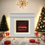 Chemin�e �lectrique grande taille 2000 w effet flammes led minuteur temp�rature luminosit� r�glable t�l�comman ...