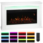 Chemine lectrique - homcom - 1000w / 2000w - effet flamme  5 luminosits rglables - mdf et acier ...