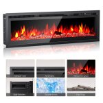 Chemin�e �lectrique montage mural / encastr� / autoportant 102 cm 5 r�glages de luminosit� 12 flammes ...