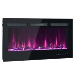 Chemin�e electrique mural 900 / 1800w avec 12 couleurs de flamme thermostat r�glable et minuterie - 107�47�12 ...