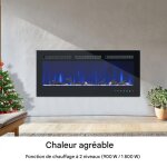 Chemin�e �lectrique - murale et encastrable - 12 effets de flammes - 900 / 1800w avec thermostat - ensemble ...