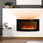 Chemin�e �lectrique murale noire 892x1350x48cm chauffage 2000w effet flamme led 7 couleurs t�l�commande ...