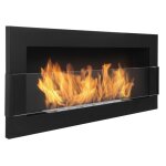 Cheminee ethanol 90 cm noire avec vitre. cheminée bioéthanol murale. Cheminee ethanol 90 cm noire avec vitre. cheminée bioéthanol murale.