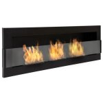 Cheminee ethanol murale avec vitre. cheminée bioéthanol 120x40cm noire suspendue Cheminee ethanol murale avec vitre. cheminée bioéthanol 120x40cm noire suspendue