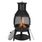 Chemine extrieur - vevor - brasero de jardin - 559 mm - pole  bois sphrique fer robuste - avec grille ...