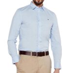 Chemise bleu homme tommy hilfiger flex poplin