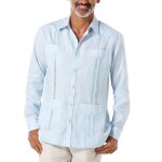 Chemise - chemisette cubavera - c9hw0035 - chemise guayabera boutonnee a manches longues avec quatre ...