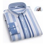Chemise en coton rayure homme manches longues casual leger - bleu blanc