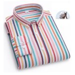 Chemise en coton rayure homme manches longues casual leger - rouge