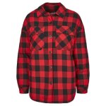 Chemise en flanelle - urban classics - lacets - noir / rouge - manches longues - coupe regular