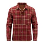 Chemise homme en coton carreau manches longues automne - rouge Chemise homme en coton carreau manches longues automne - rouge