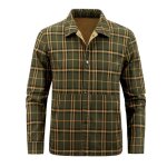 Chemise homme en coton carreau manches longues automne - vert