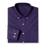Chemise homme en coton col chemise manches longues casual couleur unie - violet Chemise homme en coton col chemise manches longues casual couleur unie - violet