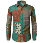 Chemise homme - lucmatton - lin - imprim� africain - manches longues - taille m