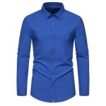 Chemise homme manches longues couleur unie regular fit chemise elegante sans poches confortable - taille ...