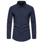 Chemise homme manches longues couleur unie regular fit chemise elegante sans poches confortable - taille ...