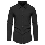 Chemise homme manches longues couleur unie regular fit chemise elegante sans poches confortable - taille ...