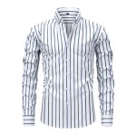 Chemise homme rayée manches longues casual chemise extensible regular fit grande taille confortable - ... Chemise homme rayée manches longues casual chemise extensible regular fit grande taille confortable - ...
