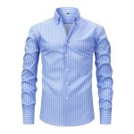Chemise homme raye manches longues casual chemise extensible regular fit grande taille confortable - ...