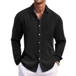 Chemise homme rayée manches longues regular fit casual chemise avec poche grande taille confortable - ... Chemise homme rayée manches longues regular fit casual chemise avec poche grande taille confortable - ...