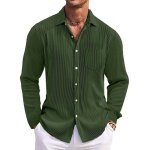 Chemise homme ray�e manches longues regular fit casual chemise avec poche grande taille confortable - ...