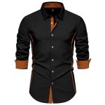 Chemise homme regular fit manches longues couleur contraste casual chemise sans poche confortable - taille ...