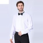 Chemise homme stretch cérémonie mariage avec n?ud papillon manches longues couleur unie - blanc Chemise homme stretch cérémonie mariage avec n?ud papillon manches longues couleur unie - blanc