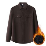 Chemise homme velours c�tel� vintage chaude manches longues - cafe